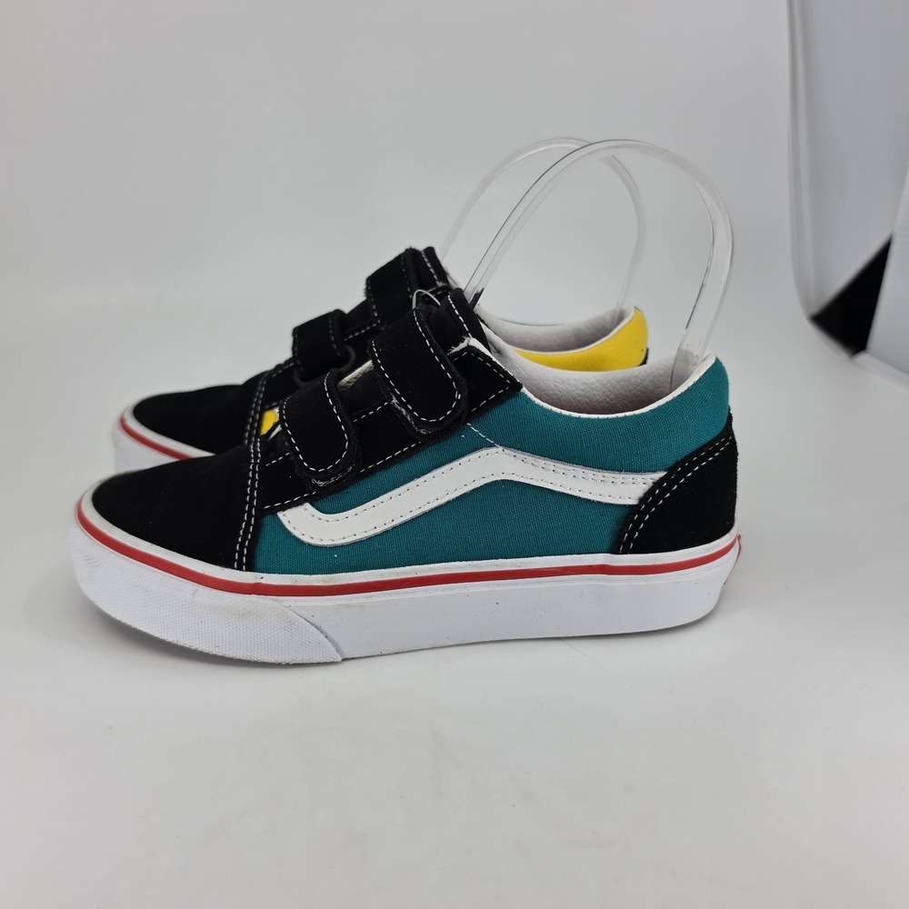 Vans Kids Shoes Size 2 Old Skool V Color Block Double Hook No Laces Easy Fit